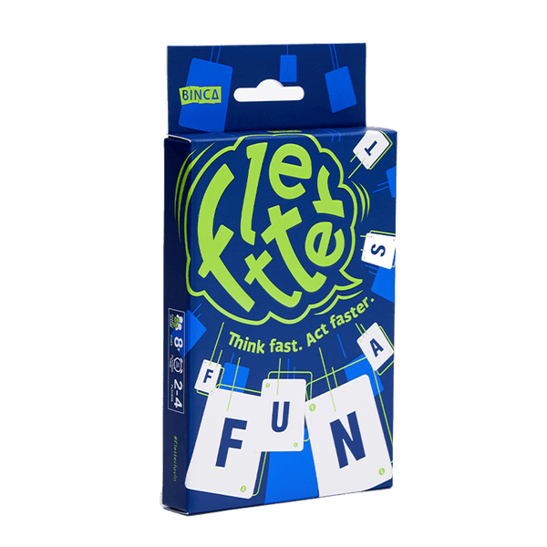 Fletter word card game box by Binca - educational card game for kids and families